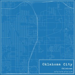Blueprint US city map of Oklahoma City, Oklahoma.