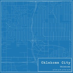 Blueprint US city map of Oklahoma City, Oklahoma.
