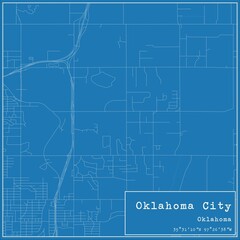 Blueprint US city map of Oklahoma City, Oklahoma.