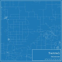 Blueprint US city map of Terral, Oklahoma.