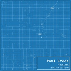 Blueprint US city map of Pond Creek, Oklahoma.