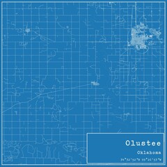 Blueprint US city map of Olustee, Oklahoma.