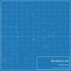 Blueprint US city map of Headrick, Oklahoma.
