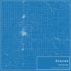 Blueprint US city map of Duncan, Oklahoma.