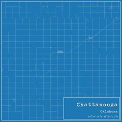 Blueprint US city map of Chattanooga, Oklahoma.