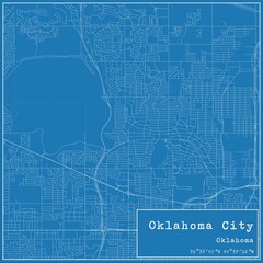 Blueprint US city map of Oklahoma City, Oklahoma.