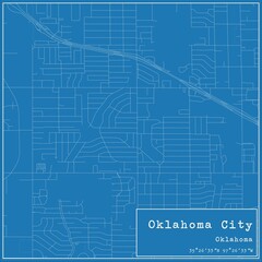 Blueprint US city map of Oklahoma City, Oklahoma.