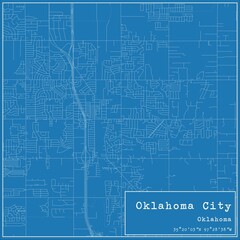 Blueprint US city map of Oklahoma City, Oklahoma.