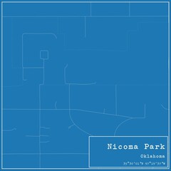 Blueprint US city map of Nicoma Park, Oklahoma.