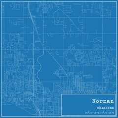 Blueprint US city map of Norman, Oklahoma.