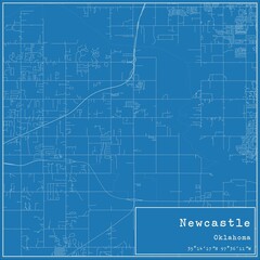 Blueprint US city map of Newcastle, Oklahoma.
