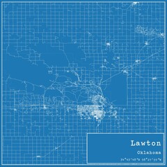 Blueprint US city map of Lawton, Oklahoma.