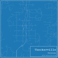 Blueprint US city map of Thackerville, Oklahoma.