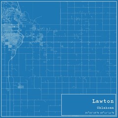 Blueprint US city map of Lawton, Oklahoma.
