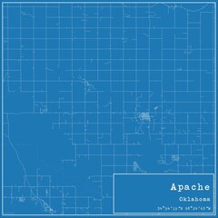 Blueprint US city map of Apache, Oklahoma.