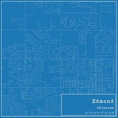 Blueprint US city map of Edmond, Oklahoma.