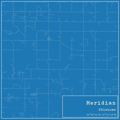 Blueprint US city map of Meridian, Oklahoma.