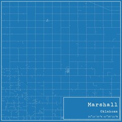 Blueprint US city map of Marshall, Oklahoma.