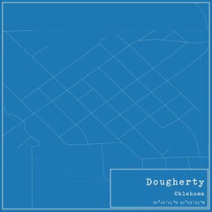 Obraz premium Blueprint US city map of Dougherty, Oklahoma.