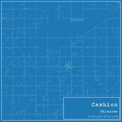 Blueprint US city map of Cashion, Oklahoma.
