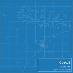 Blueprint US city map of Cyril, Oklahoma.