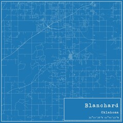 Blueprint US city map of Blanchard, Oklahoma.