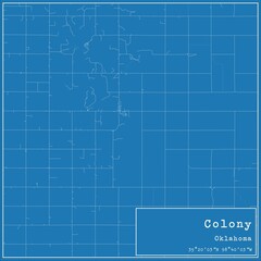 Blueprint US city map of Colony, Oklahoma.