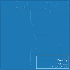 Blueprint US city map of Tussy, Oklahoma.