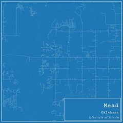 Fototapeta premium Blueprint US city map of Mead, Oklahoma.