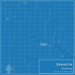 Blueprint US city map of Granite, Oklahoma.