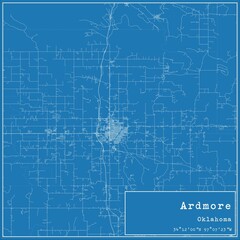 Blueprint US city map of Ardmore, Oklahoma.