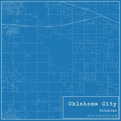 Blueprint US city map of Oklahoma City, Oklahoma.