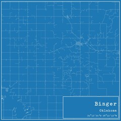 Blueprint US city map of Binger, Oklahoma.