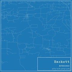 Obraz premium Blueprint US city map of Hackett, Arkansas.