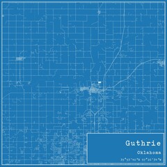 Blueprint US city map of Guthrie, Oklahoma.