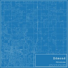 Fototapeta premium Blueprint US city map of Edmond, Oklahoma.