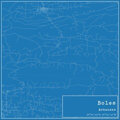 Blueprint US city map of Boles, Arkansas.