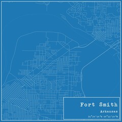 Blueprint US city map of Fort Smith, Arkansas.