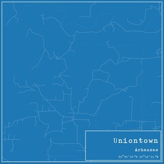 Blueprint US city map of Uniontown, Arkansas.