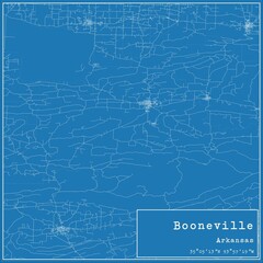 Fototapeta premium Blueprint US city map of Booneville, Arkansas.