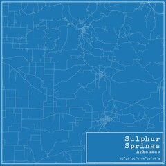 Blueprint US city map of Sulphur Springs, Arkansas.