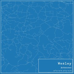 Blueprint US city map of Wesley, Arkansas.