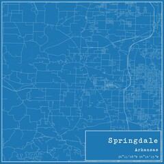Fototapeta premium Blueprint US city map of Springdale, Arkansas.
