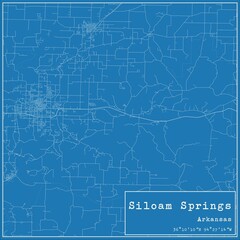 Blueprint US city map of Siloam Springs, Arkansas.
