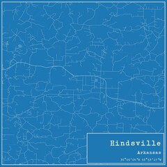 Blueprint US city map of Hindsville, Arkansas.