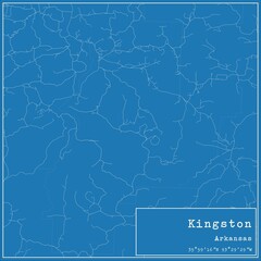Blueprint US city map of Kingston, Arkansas.