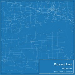 Blueprint US city map of Scranton, Arkansas.