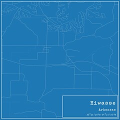 Blueprint US city map of Hiwasse, Arkansas.