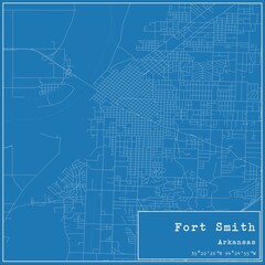 Blueprint US city map of Fort Smith, Arkansas.