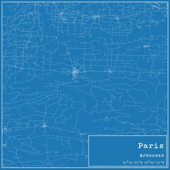 Blueprint US city map of Paris, Arkansas.